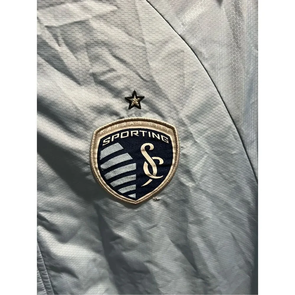 Adidas MLS SPORTING KANSAS CITY Grey Men's L Full-Zip windbreaker/rain Jacket